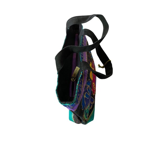 NWT Laurel Burch Whimsical Dog Print Tote Bag Zipper Closure & Interior Pocket - Picture 3 of 9